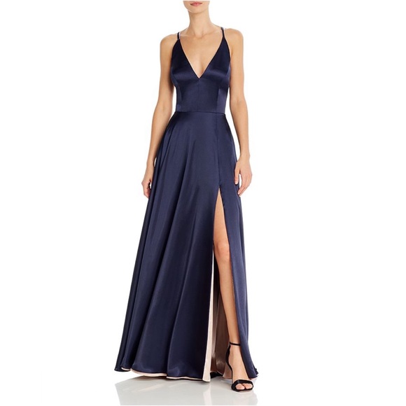 Aqua Dresses & Skirts - NWT Aqua Lace-up Gown (navy/blush)
